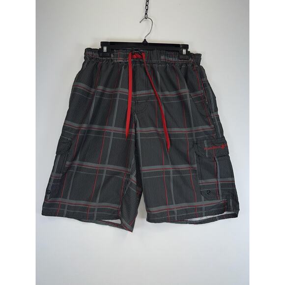Beverly Hills Polo Club Shorts Mens Medium Plaid Swim Trunks Boardshorts - Picture 1 of 7